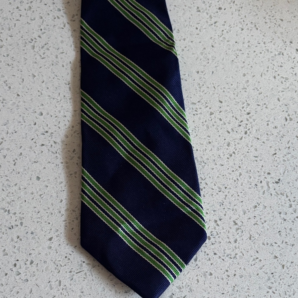 Brooks Brothers Navy and Green Striped Tie